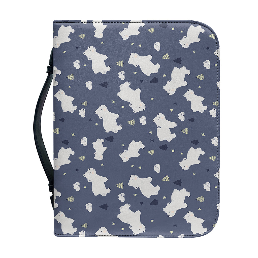 White Baby Polar Bear Pattern Print Leather Bible Cover