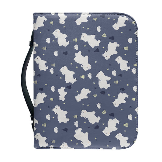 White Baby Polar Bear Pattern Print Leather Bible Cover