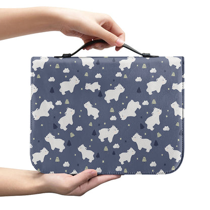 White Baby Polar Bear Pattern Print Leather Bible Cover