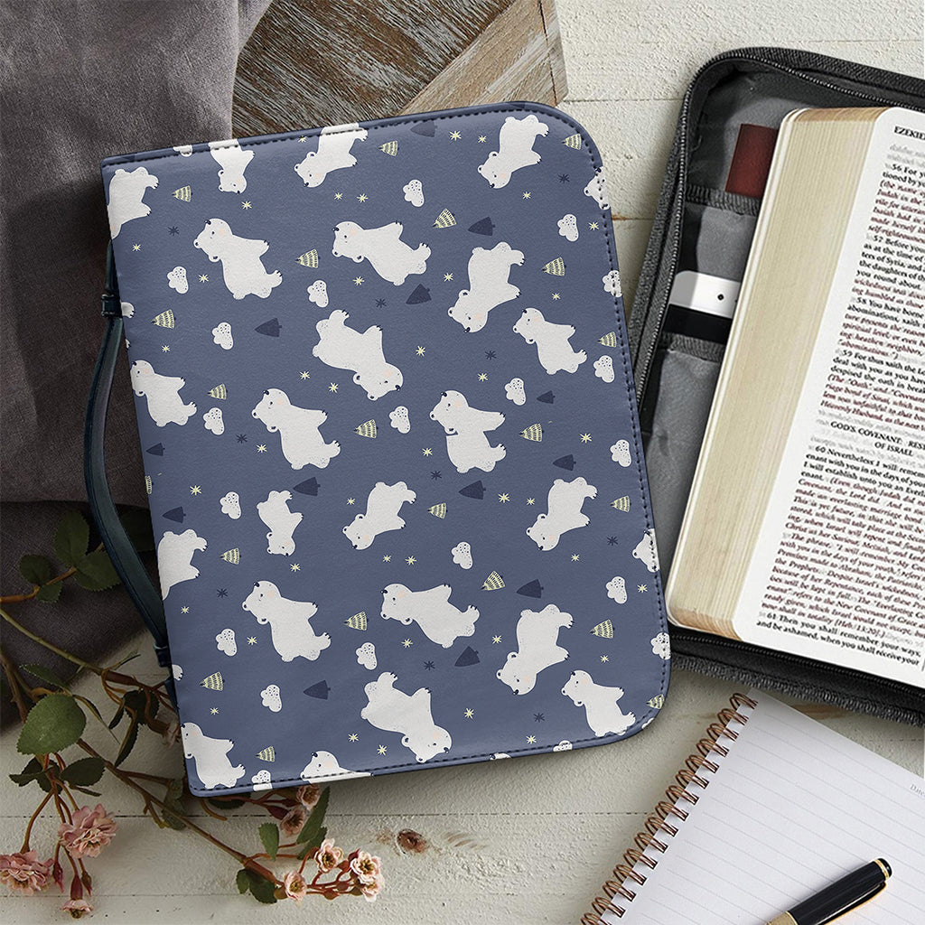 White Baby Polar Bear Pattern Print Leather Bible Cover