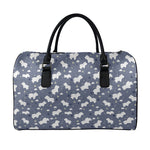 White Baby Polar Bear Pattern Print Leather Duffle Bag