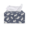 White Baby Polar Bear Pattern Print Leather Tissue Box Cover