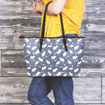 White Baby Polar Bear Pattern Print Leather Tote Bag