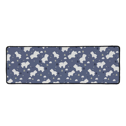White Baby Polar Bear Pattern Print Long Kitchen Mat