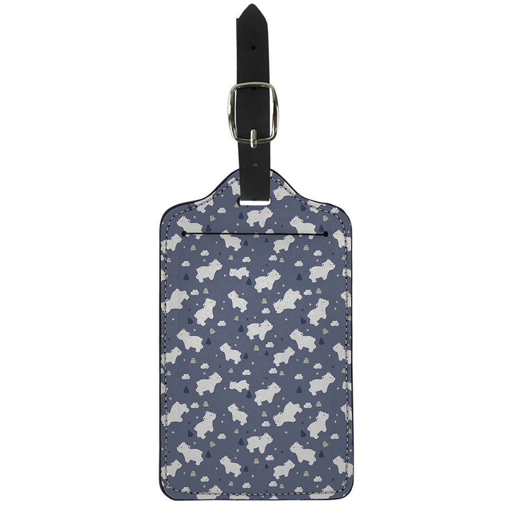 White Baby Polar Bear Pattern Print Luggage Tag