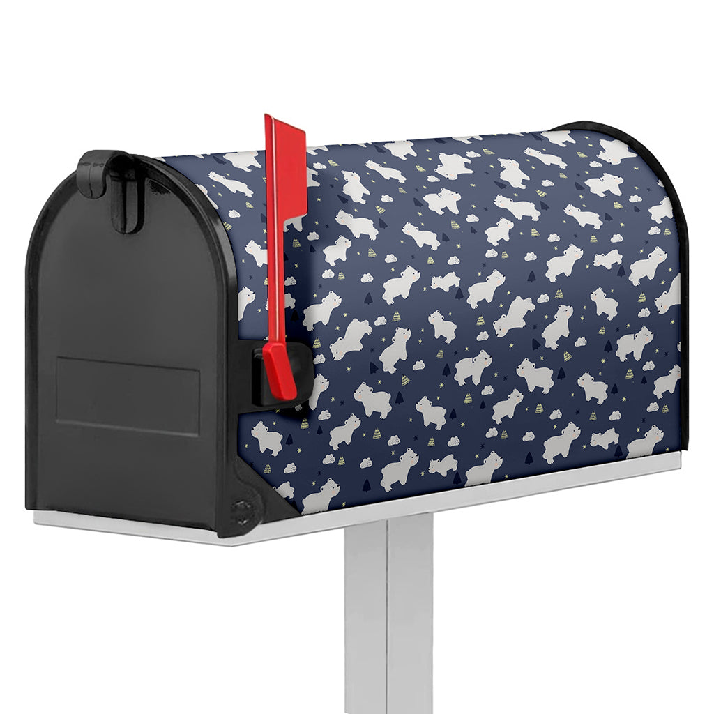 White Baby Polar Bear Pattern Print Mailbox Cover