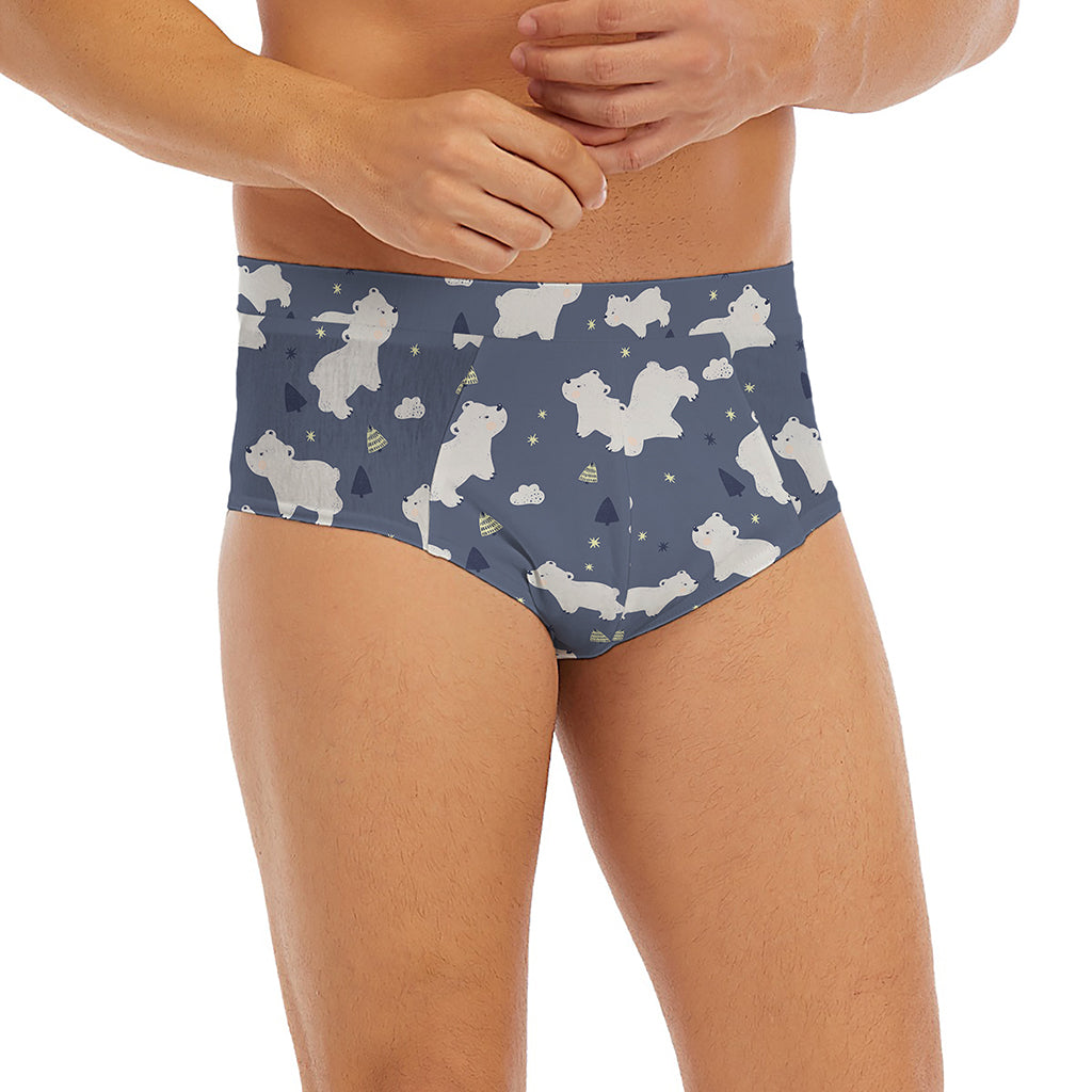 White Baby Polar Bear Pattern Print Men's Briefs