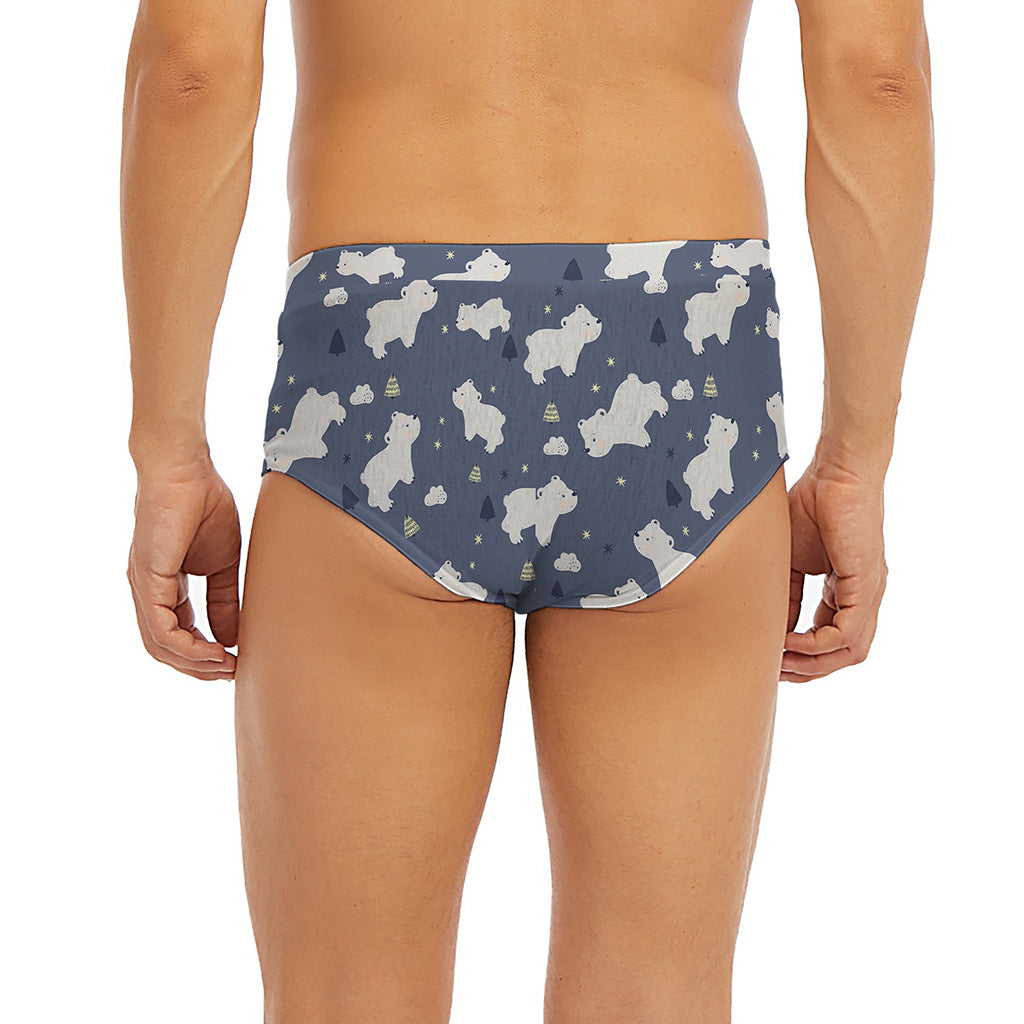 White Baby Polar Bear Pattern Print Men's Briefs