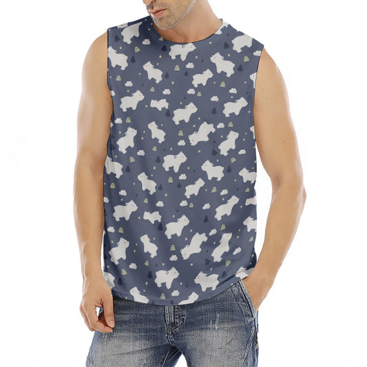 White Baby Polar Bear Pattern Print Men's Fitness Tank Top