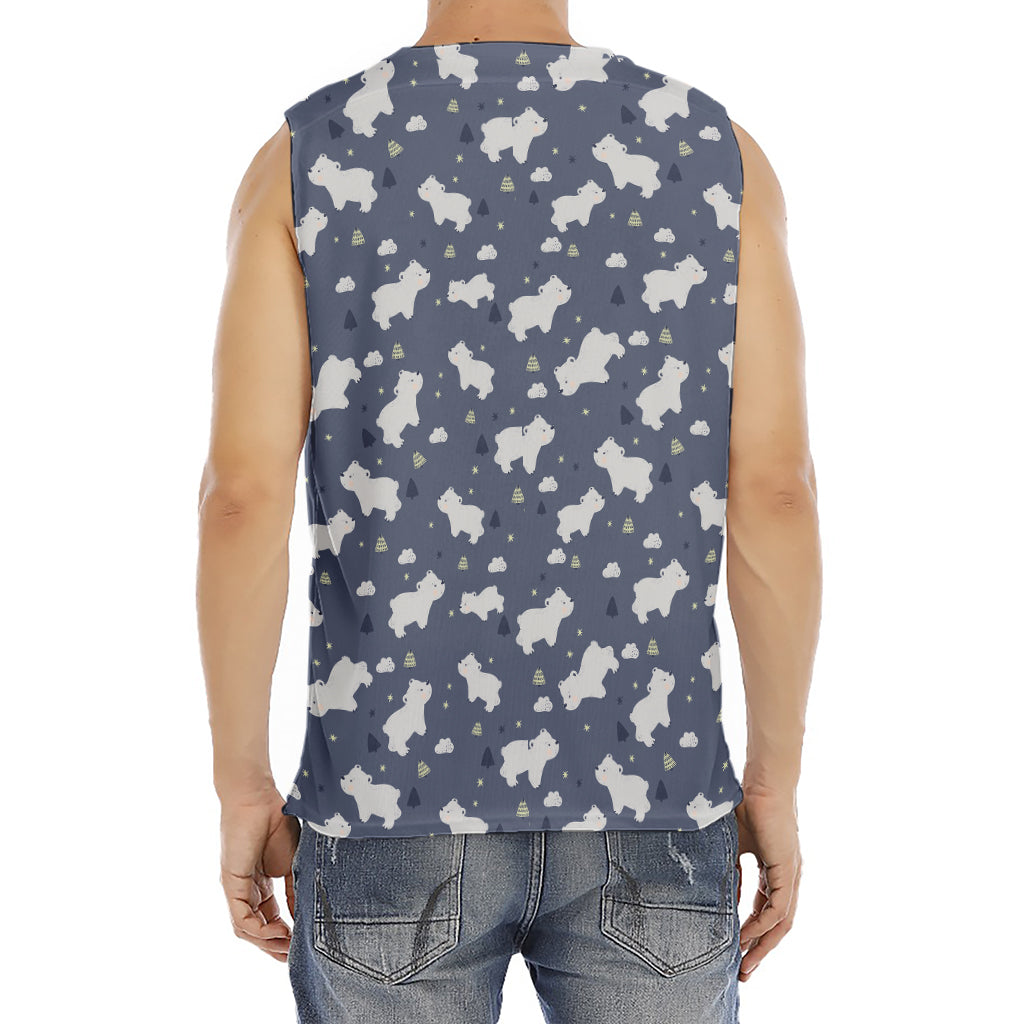 White Baby Polar Bear Pattern Print Men's Fitness Tank Top