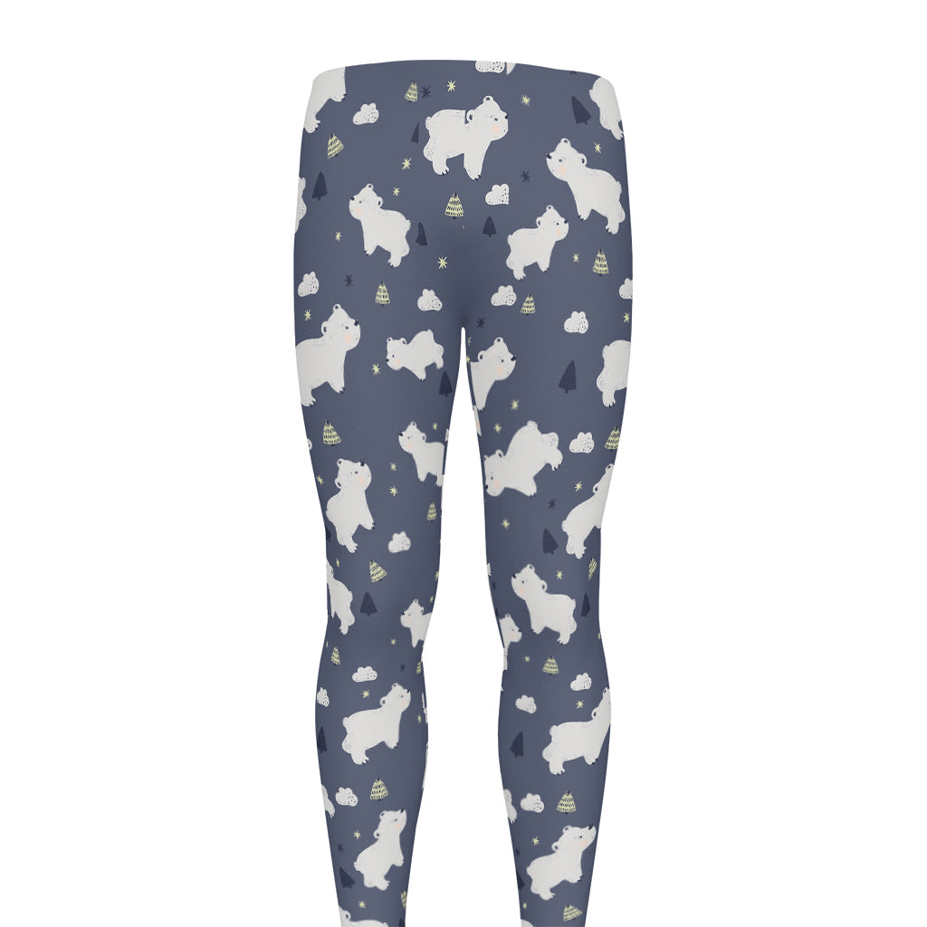 White Baby Polar Bear Pattern Print Men's leggings