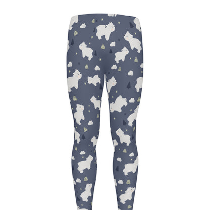 White Baby Polar Bear Pattern Print Men's leggings