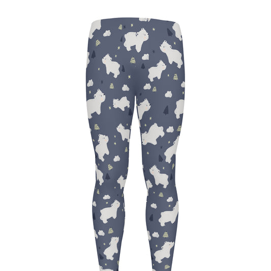 White Baby Polar Bear Pattern Print Men's leggings