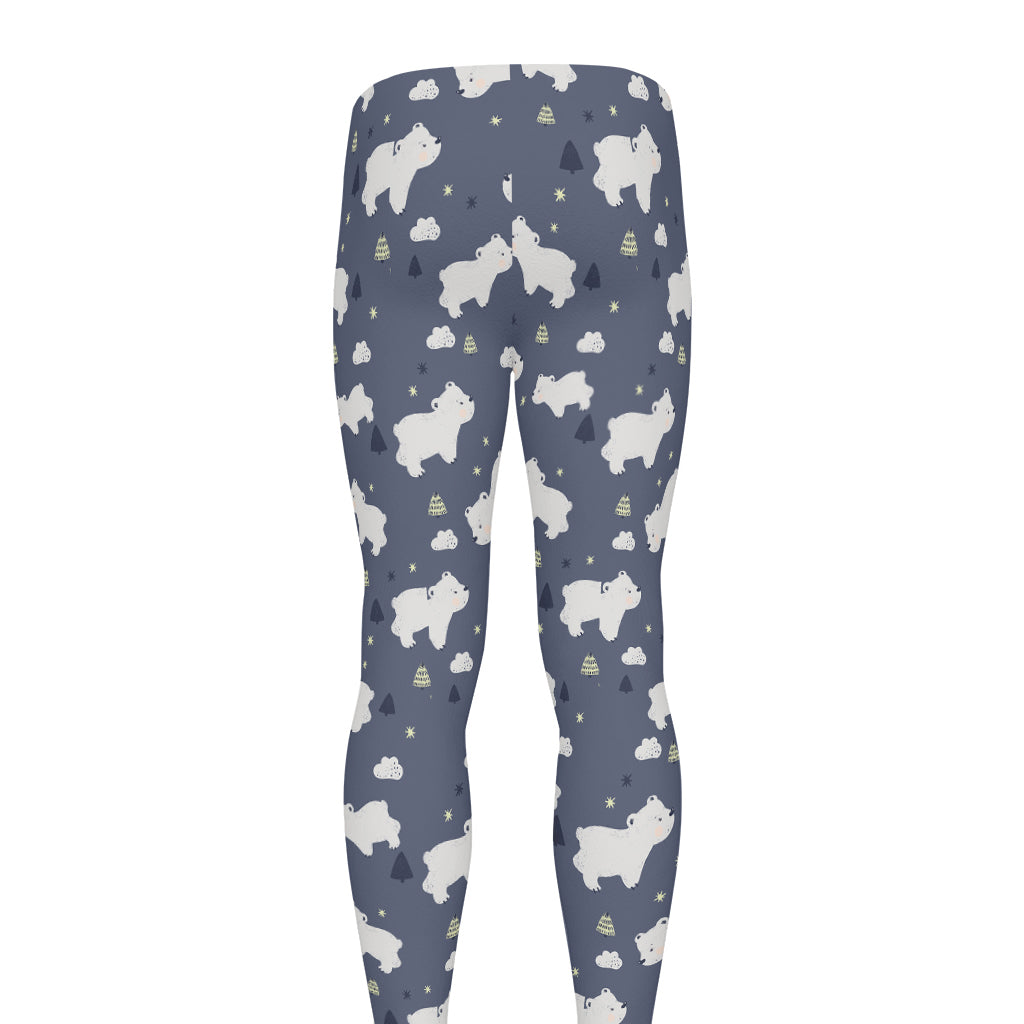 White Baby Polar Bear Pattern Print Men's leggings