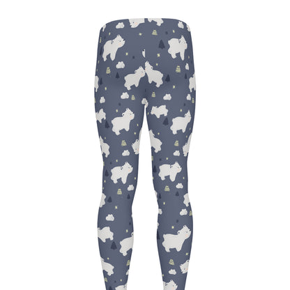 White Baby Polar Bear Pattern Print Men's leggings