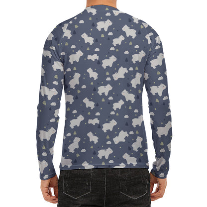 White Baby Polar Bear Pattern Print Men's Long Sleeve Rash Guard