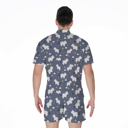 White Baby Polar Bear Pattern Print Men's Rompers