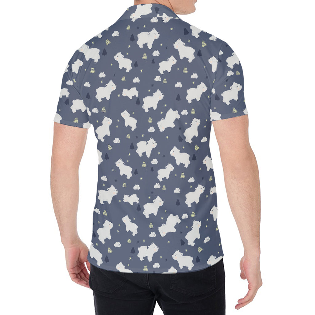 White Baby Polar Bear Pattern Print Men's Shirt