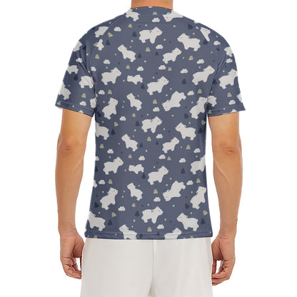 White Baby Polar Bear Pattern Print Men's Short Sleeve Rash Guard
