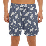 White Baby Polar Bear Pattern Print Men's Split Running Shorts