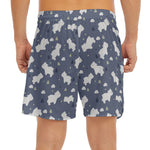 White Baby Polar Bear Pattern Print Men's Split Running Shorts
