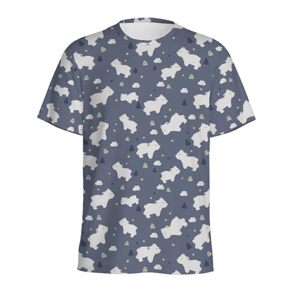 White Baby Polar Bear Pattern Print Men's Sports T-Shirt