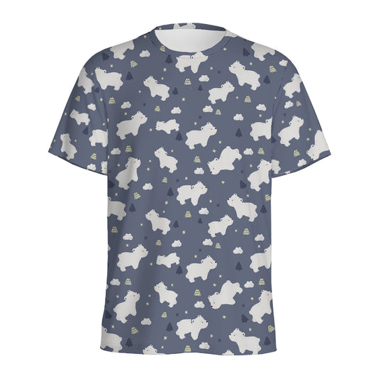 White Baby Polar Bear Pattern Print Men's Sports T-Shirt