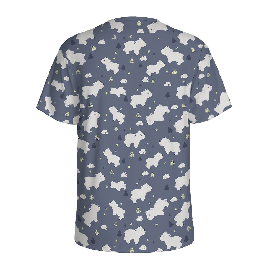 White Baby Polar Bear Pattern Print Men's Sports T-Shirt