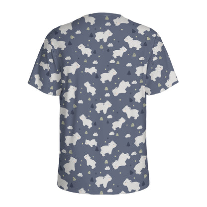 White Baby Polar Bear Pattern Print Men's Sports T-Shirt