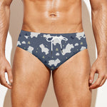 White Baby Polar Bear Pattern Print Men's Swim Briefs