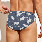 White Baby Polar Bear Pattern Print Men's Swim Briefs
