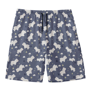 White Baby Polar Bear Pattern Print Men's Swim Trunks