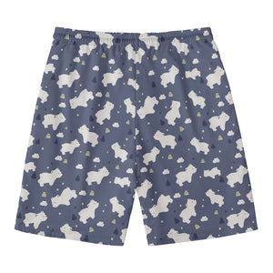 White Baby Polar Bear Pattern Print Men's Swim Trunks