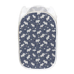 White Baby Polar Bear Pattern Print Mesh Laundry Hamper