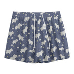 White Baby Polar Bear Pattern Print Mesh Shorts