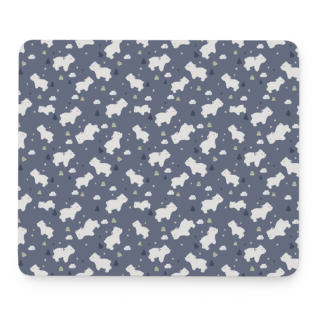White Baby Polar Bear Pattern Print Mouse Pad