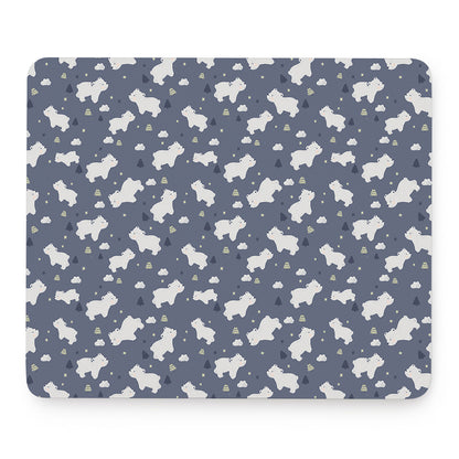 White Baby Polar Bear Pattern Print Mouse Pad