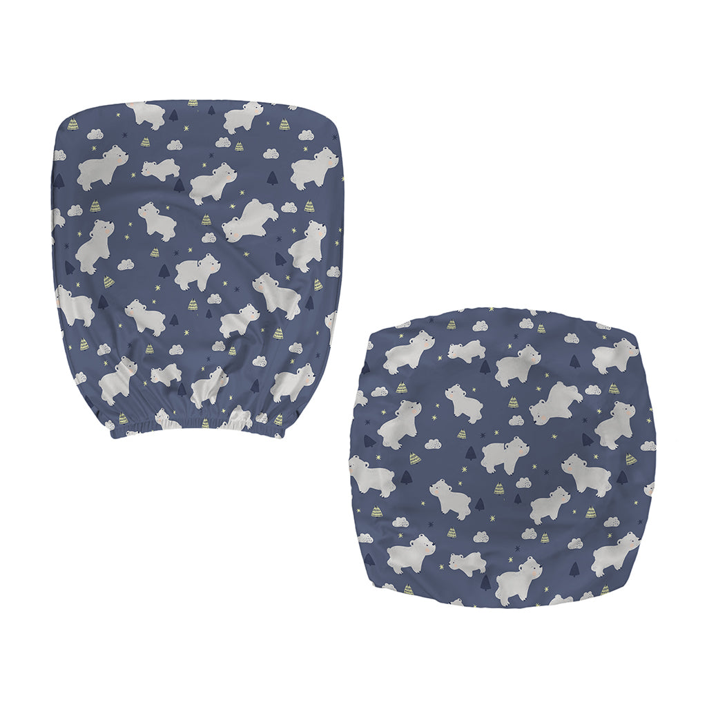 White Baby Polar Bear Pattern Print Office Chair Cover