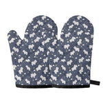 White Baby Polar Bear Pattern Print Oven Mitts