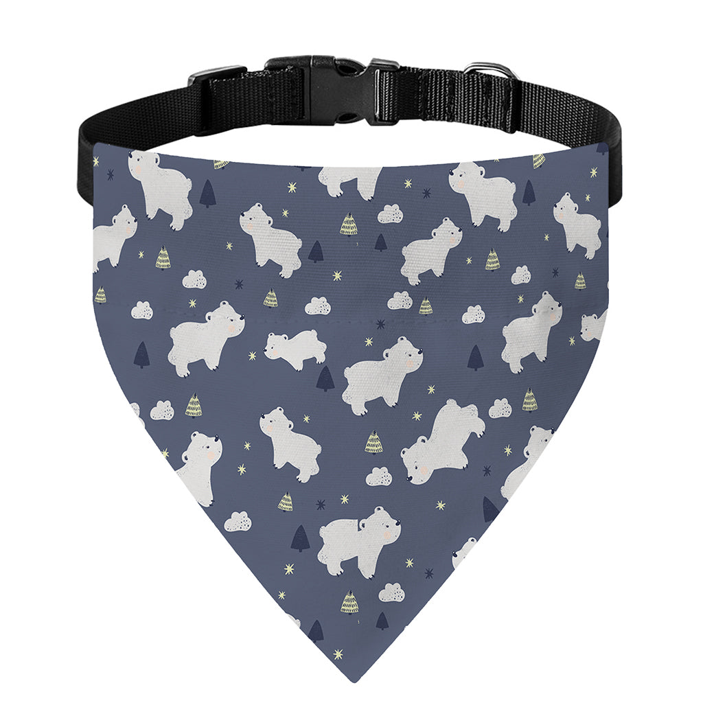 White Baby Polar Bear Pattern Print Over The Collar Dog Bandana