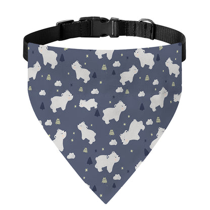 White Baby Polar Bear Pattern Print Over The Collar Dog Bandana