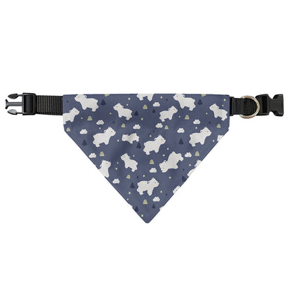 White Baby Polar Bear Pattern Print Over The Collar Dog Bandana