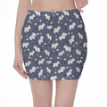 White Baby Polar Bear Pattern Print Pencil Mini Skirt