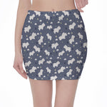 White Baby Polar Bear Pattern Print Pencil Mini Skirt