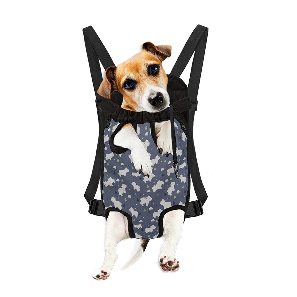 White Baby Polar Bear Pattern Print Pet Carrier Backpack