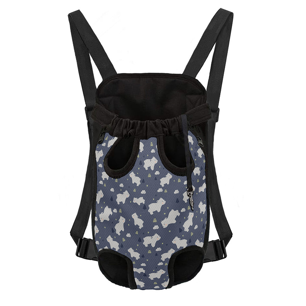 White Baby Polar Bear Pattern Print Pet Carrier Backpack