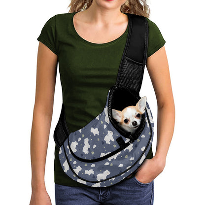 White Baby Polar Bear Pattern Print Pet Sling Carrier