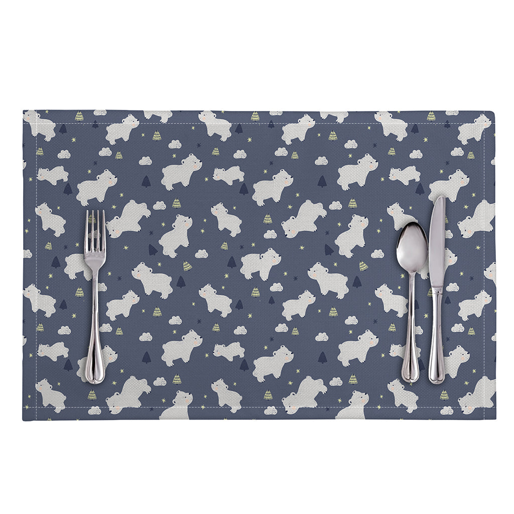 White Baby Polar Bear Pattern Print Placemat