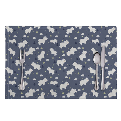 White Baby Polar Bear Pattern Print Placemat