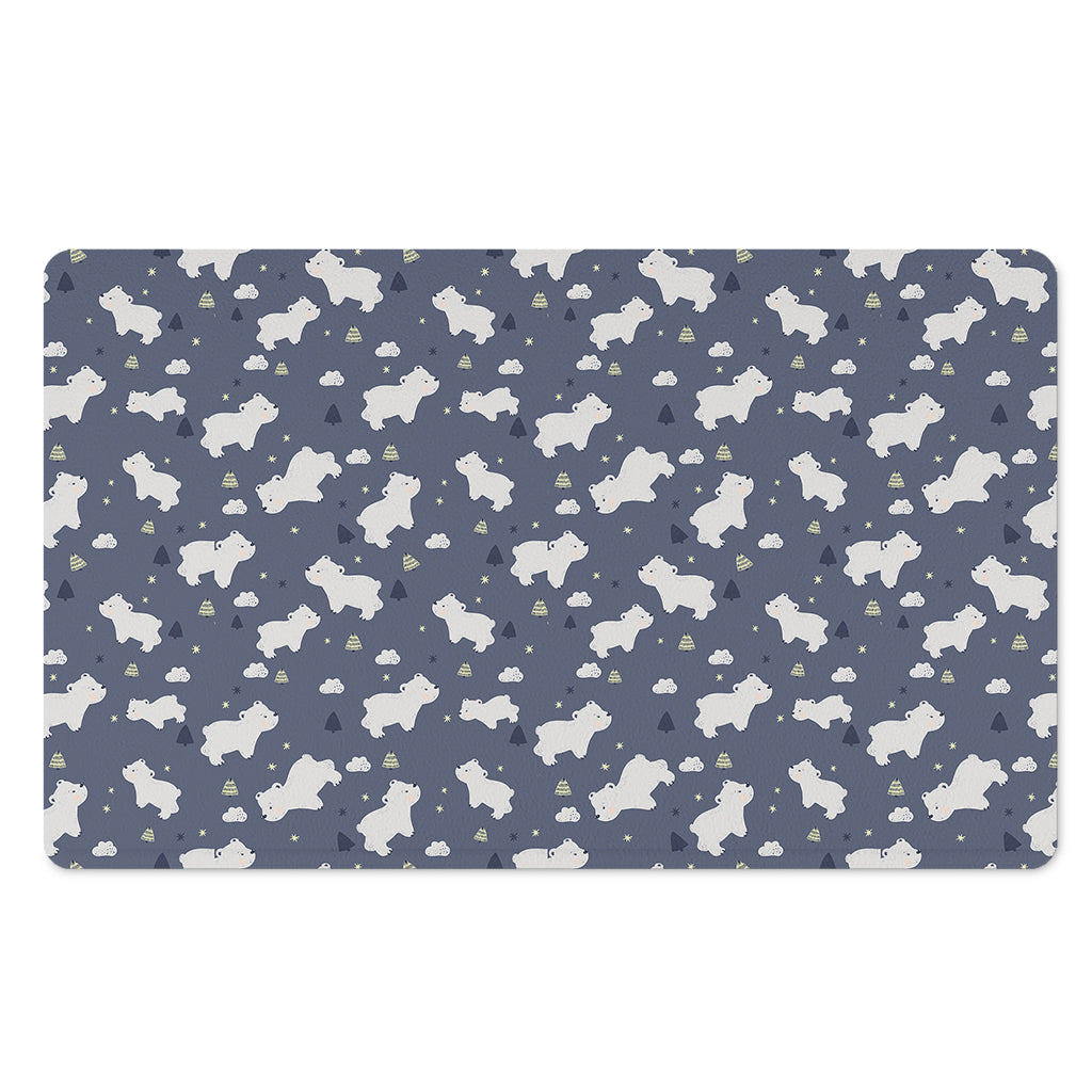 White Baby Polar Bear Pattern Print Polyester Doormat